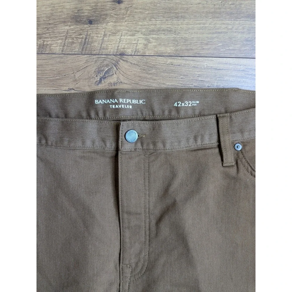 Banana Republic Traveler Slim Fit‎ Pants Brown Mens 42x32 (44x31)  Mid Rise